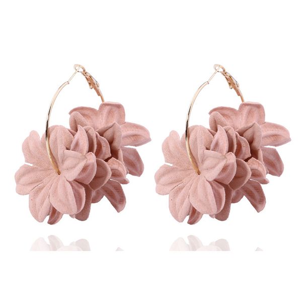

fashion fabric flower hoop earrings for women statement colorful petal circle big fancy earring female jewelry accessories gift, Golden;silver