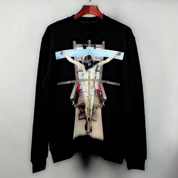 

mens designer hoodies givh49 new fashion brand luxury the cross jesus round-necked guard, Black