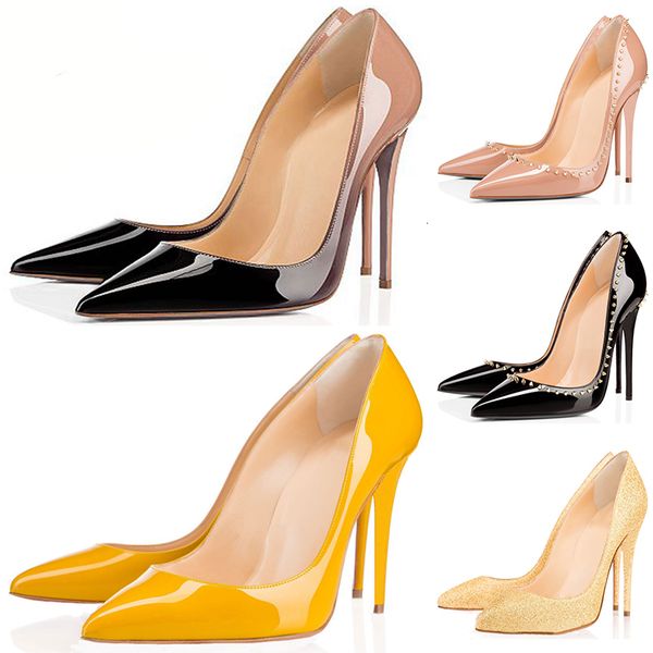 

luxury designer women shoes red bottom high heels 8cm 10cm 12cm nude black pink suede leather pointed toes pumps dress shoe