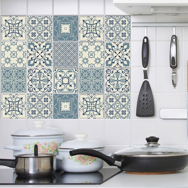 

self-adhesive moroccan tile wall sticker pvc oil-proof waterproof for home kitchen bathroom kitchen backsplash moranti style