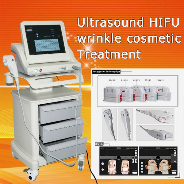 

новое прибытие hifu 5 голов медицинский hifu высокоинтенсивного сфокусированного лица лифтинг морщин удаление hifu машина для лица и тела дл