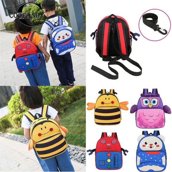 

children backpack kindergarten students bag cute cartoon animal school bags anti-lost dual shoulders bookbag kids zipper daypack