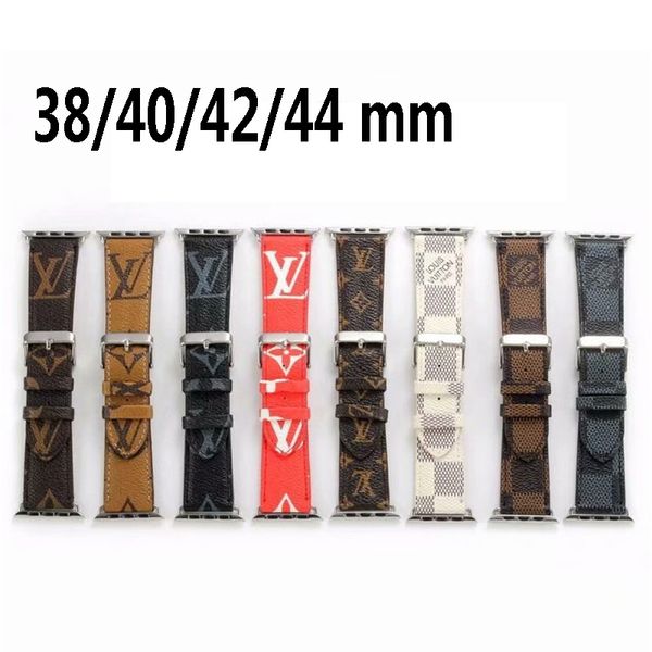 

Monogram printing leather watchband for apple watch band iwatch 38mm 42mm 40mm 44mm port bracelet replacement de igner watch band