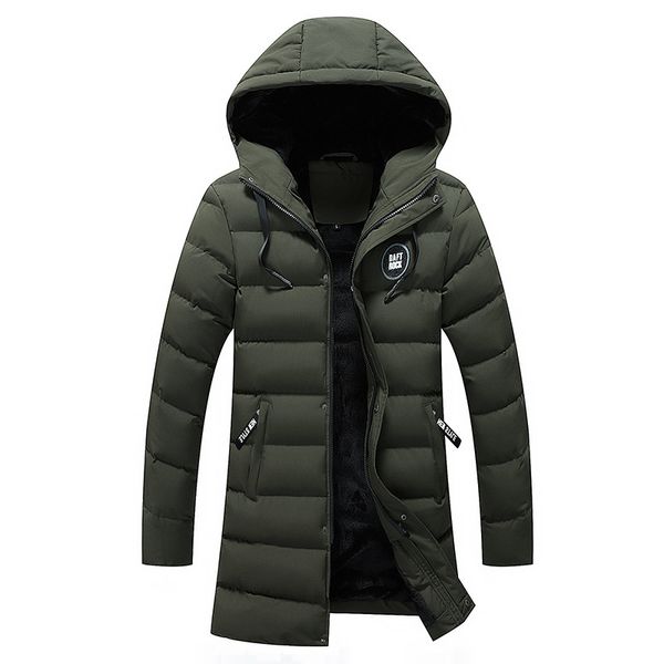 

men's down & parkas fashion winter men solid windproof hooded parka mid-long jacket coats plus velvet mens casual windbreakers jackets, Black