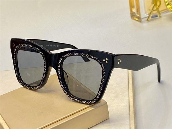 

new fashion designer sunglasses 4s004 charming big cat eye frame with crystal small diamond popular style uv400 protective glasses, White;black
