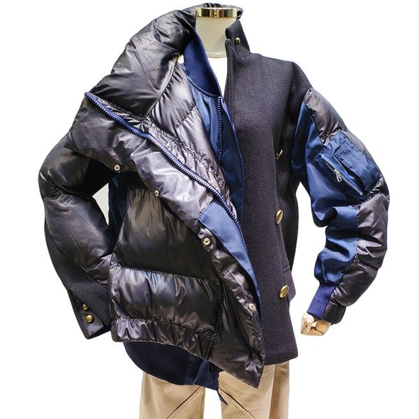 

loose plus size cotton parka korean streetwear 2019 warm outwear black woolen patchwork winter jacket woman quilted coat qh202