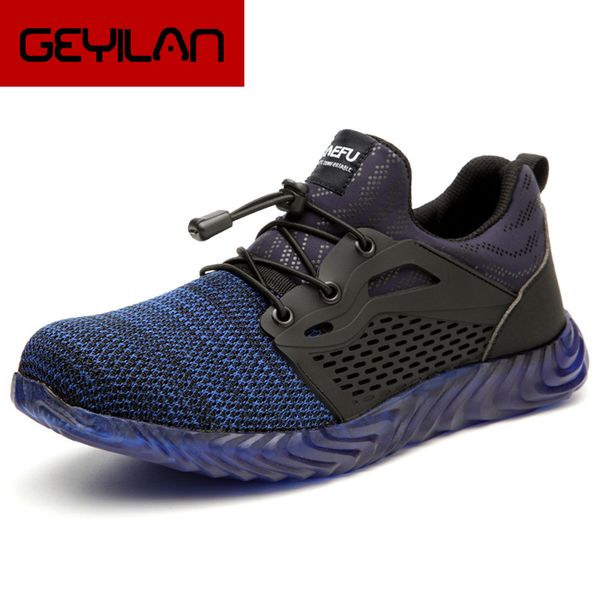 

plus size 13 14 indestructible shoes men steel toe safety boots puncture-proof work sneakers breathable shoes male sale, Black