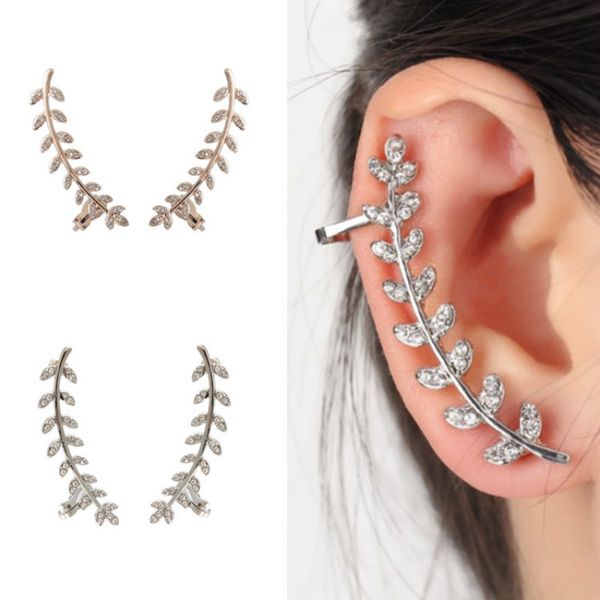 

2019 a pair leaf ear clip curved branch small ear clip decorative accessories fashion jewlery gifts for women long, Silver