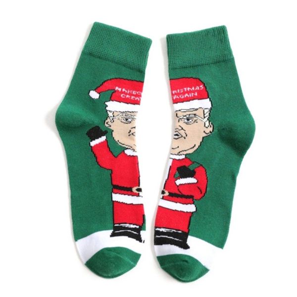 

1 pair green trump christmas sock  ankle-high cotton socks breathable anti-sweat sportswear accessories, Black