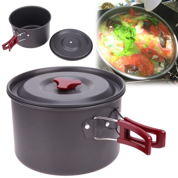 

portable camping cookware outdoor tourism camping fishing picnic cookware cooking pots for picnic bbq non-stick pots pans bowls