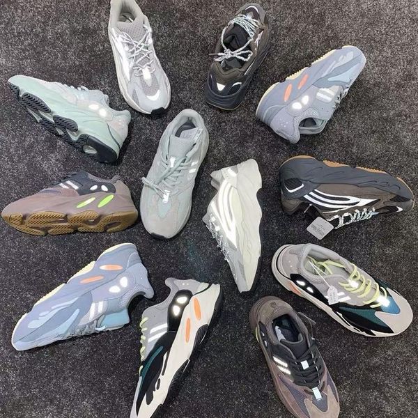 

2020 mens womens running shoes mauve utility black salt hospital blue inertia wave runner Yeezy Yeezys Boost 700 men, Blue;gray