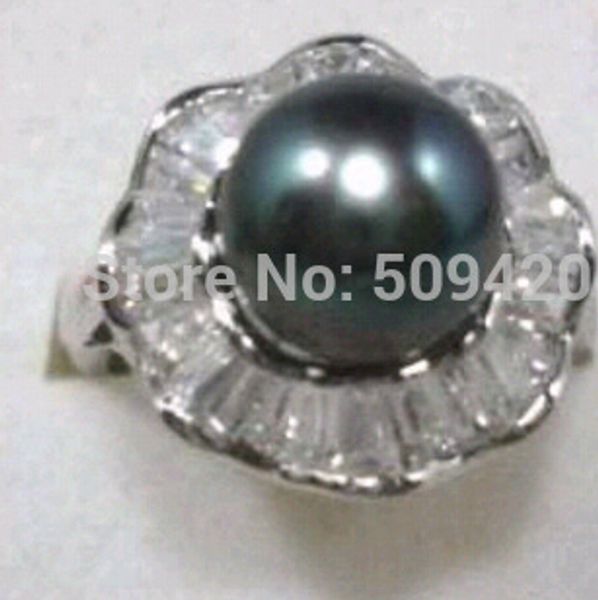

exquisite black shell pearl ring 7 8 9, Slivery;golden