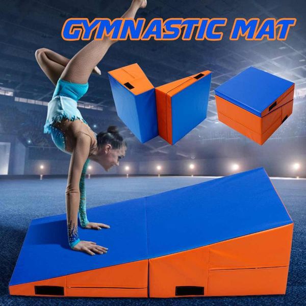 

foldable incline gymnastics mat pu foam filling skill tumbling gymnastics mat ramp safe exercise fitness equipment 3 sizes