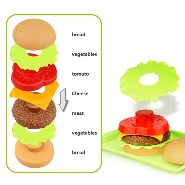 

play fast food durable pretend playset food assembled hamburger miniature kitchen simulation hamburger gift for kid toddlers
