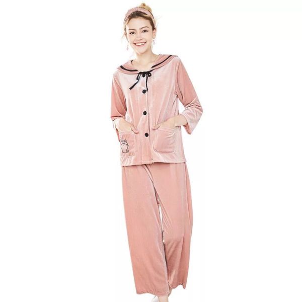 

autumn and winter women's home warm pajamas, gold velvet fabric, warm and breathable casual women's clothing, Blue;gray