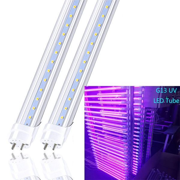 UV LED Blacklight 395nm 400nm UVA T8 G13 LED Tubo Luci Bi Pin Blub Lampada per DJ UV Ar Raggi Sterilizzatore Colla Luce