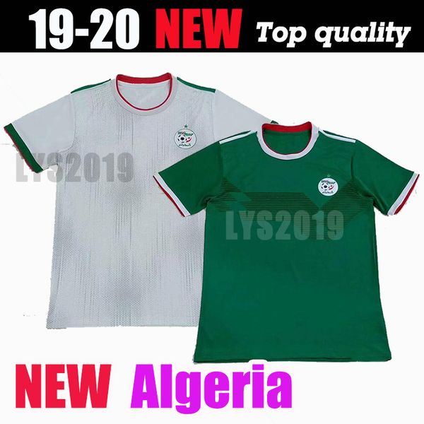 

2019 algeria soccer jersey 19/20 home white #7 mahrez #10 feghouli soccer shirt national team away green football athletics uniforms, Black;yellow