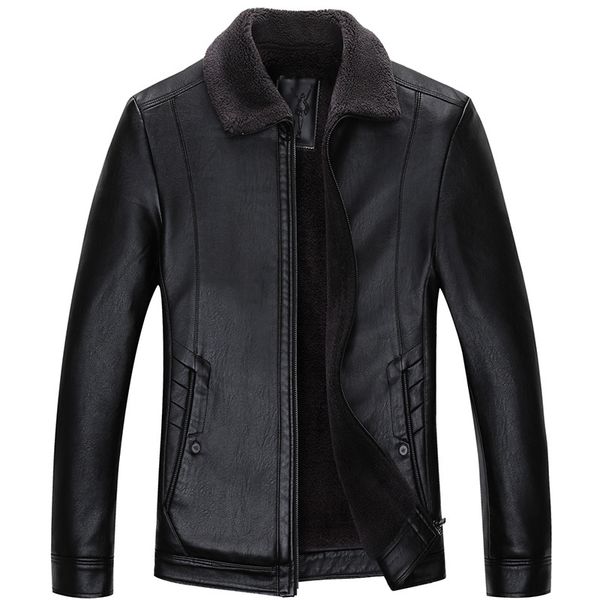 

2019 new youth xxxl men genuine jacket winter faux fur sheepskin coat for men's jacket turn-down collar natural leather, Black