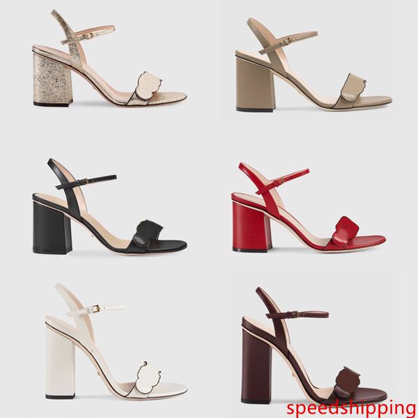 

new luxury high heels leather sandal suede mid-heel 7-11cm women designer sandals high heels summer sandals size 35-40 with