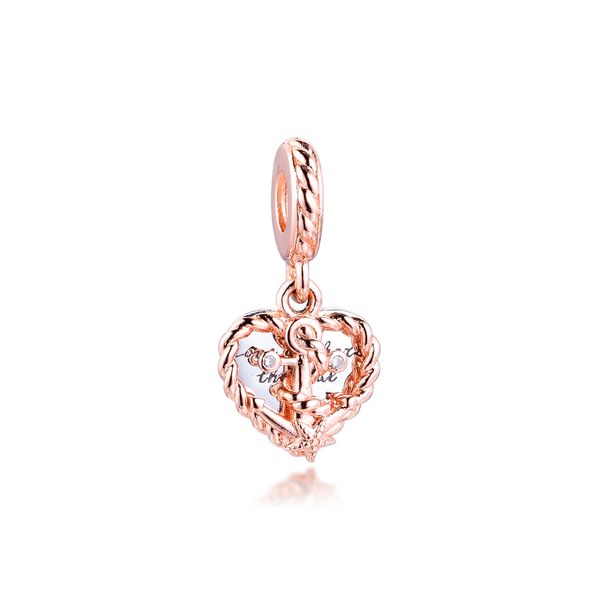 

rope heart & love anchor dangle silver bead sterling-silver-jewelry beads fits pandora bracelets diy woman charms, Black
