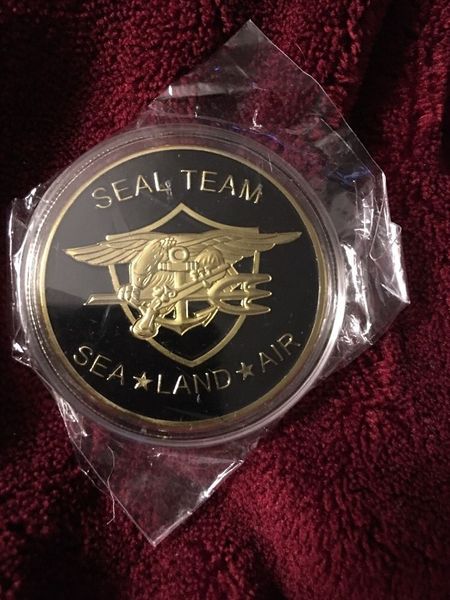 

10pcs/lot u.s navy seal team gold plated challenge coin