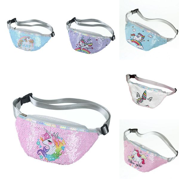 

unicorn sequins waist bag mermaid love belt fanny pack beach bag student teenager purses sports gym outdoor women cosmetic bags