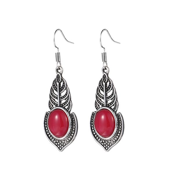 

3 pairs / lot fashion classic vintage fire red jasper gemstone earrings 925 sterling silver wedding dangle hook earrings woman