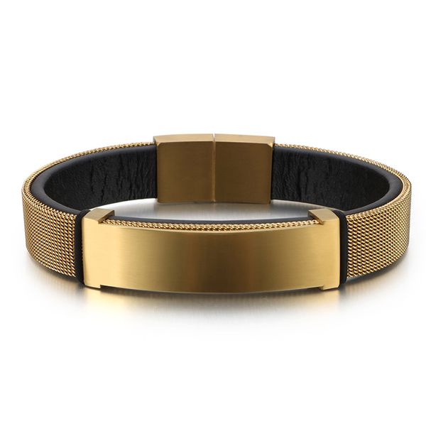 

fashion charm bracelet men jewelry pulsera hombres gold silver color stainless steel men watch ctrap bracelet jewelry, Black