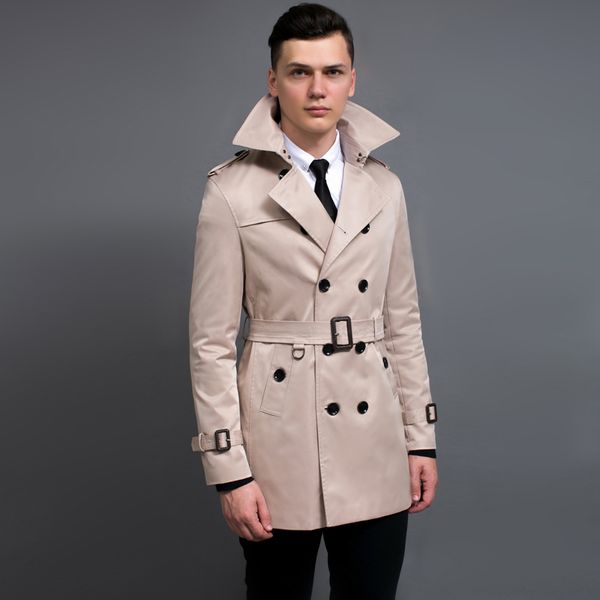 

new medium long mens coats luxury solid color double breasted mens jackets and coats plus size 6xl british style man trench, Tan;black