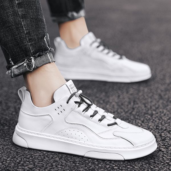 

fashion men casual shoes outdoor men genuine leather shoes casual male breathable designer flats sneakers, Black
