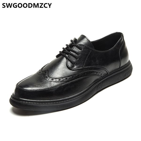 

leather shoes men italian brand brogue shoes men coiffeur designer zapatos de hombre casuales cuero nuty, Black