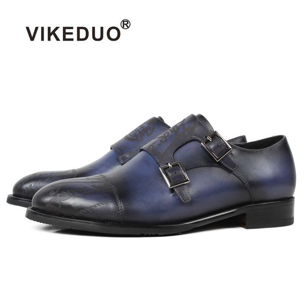 

vikeduo 2019 new fashion women monk strap shoes letter pattern laser wedding office shoe genuine cow leather handmade sapatos, Black