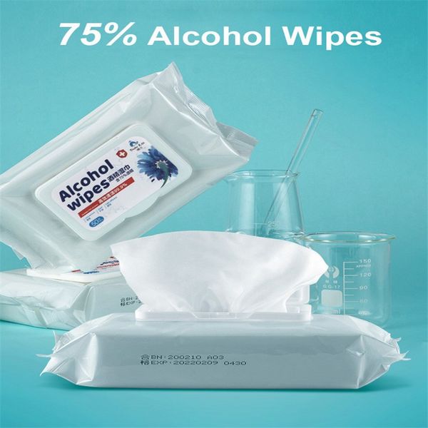 

50pcs/box disposable 75% alcohol wipes portable wet wipes disinfection antiseptic antibacterial pads cleaning skin cleaning care