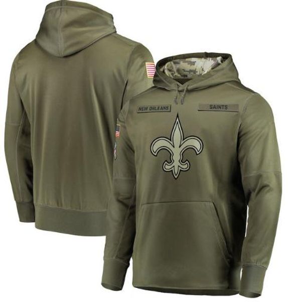 

New orlean weat hirt aint alute to ervice ideline therma performance pullover american football hoodie olive, Black