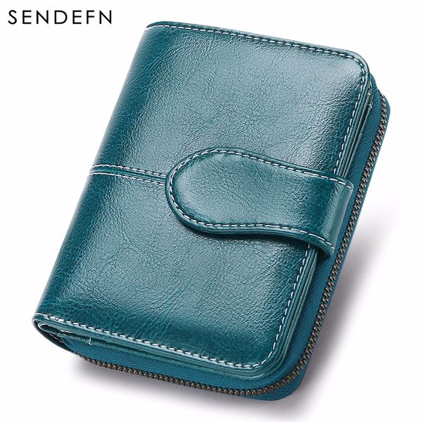 

sendefn new wallet women purse brand coin purse zipper wallet female short wallet women split leather small purse 5150-74 y190701, Red;black