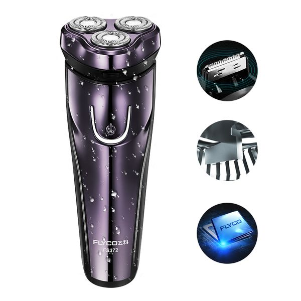 

flyco fs372 electric shaver with ipx 7 level waterproof automatic grinding razor led charging display shaving machine for men