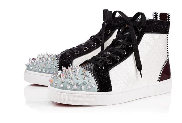 

шикарные туфли с красной подошвой loubitag лист граффити кожа мужской высокие кроссовками кроссовки мода flat pecfect повседневный walking ж, Black