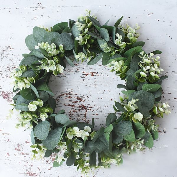 

популярный green leaf эвкалипт венок для фестиваля праздника передней двери стены камин лорел эвкалипт вешалка garland листы