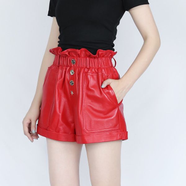

2019 new fashion genuine sheep leather skirt e41, Black