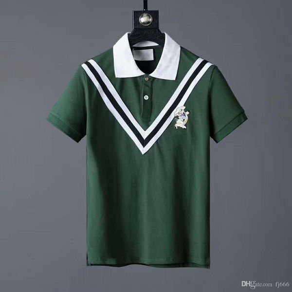 

2019 luxury designer men polo shirts fashion casual men polo t shirts embroidery snake bee floral stripe srint mens polos shirt clothing, White;black