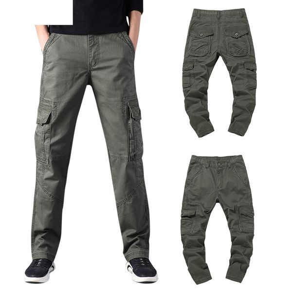 

2018 new warm 2019 summer men's cool summer leisure pants multi-pocket spring overalls 19may22, Black