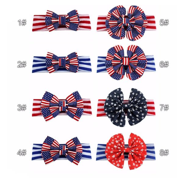 

baby girls 4th of july headband american flag hair band hair bow 8 colors kids hair accessories for party, Slivery;white