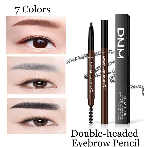 

eyebrow pencil with brush double head triangle eyebrow pen automatic smooth waterproof brow definer pen makeup beauty tool