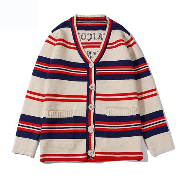 

womens designer sweaters brand knit cardigan for youth girls stripe warm buttons sweater gc new fashion style hot, White;black