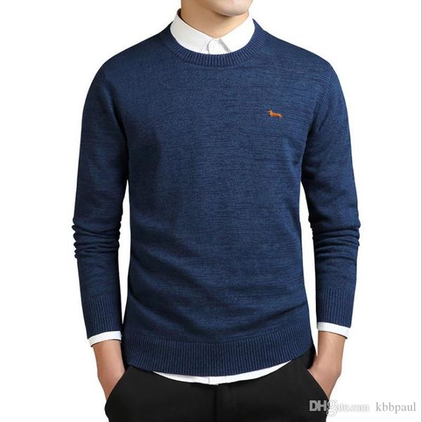 

2018 новый зимний мужской свитер с длинным рукавом o-образным вырезом 100% хлопок четыре цвета вышивка harmont пуловеры свитера blaine drop, White;black