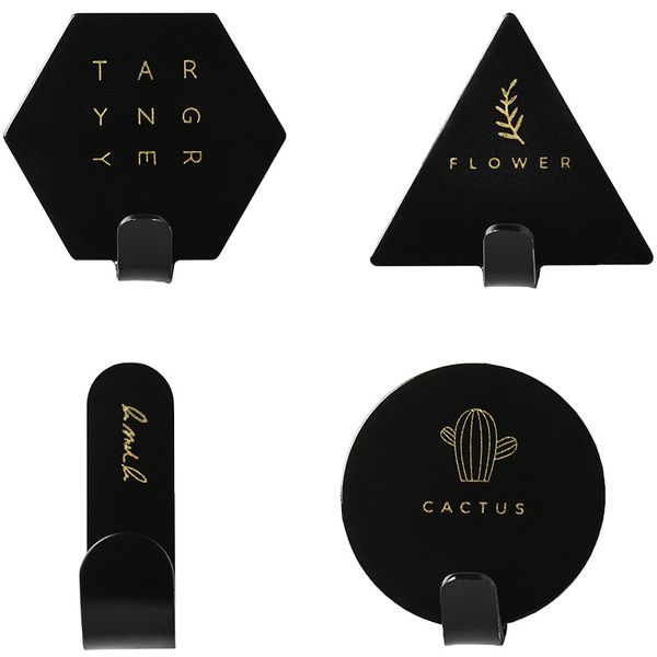 

4 pcs geometric shape wrought iron hooks decorative storage hooks office home decorations accessories wall key holder organizer