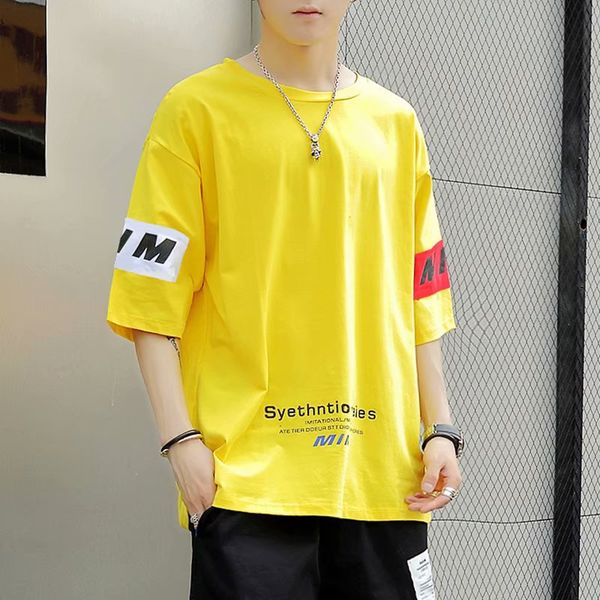 

2020 spring and summer new style men's short-sleeved t-shirt ins hong kong style solid color crew neck loose-fit half-sleeve shi, White;black