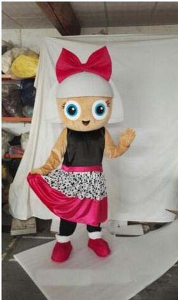 

2019 new lol doll party mascot costume christmas fancy dress halloween girl mascot costume ship, Red;yellow