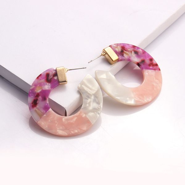 

new circle geometry statement c shape acrylic earrings multi colors women classic earrings jewelry, Silver
