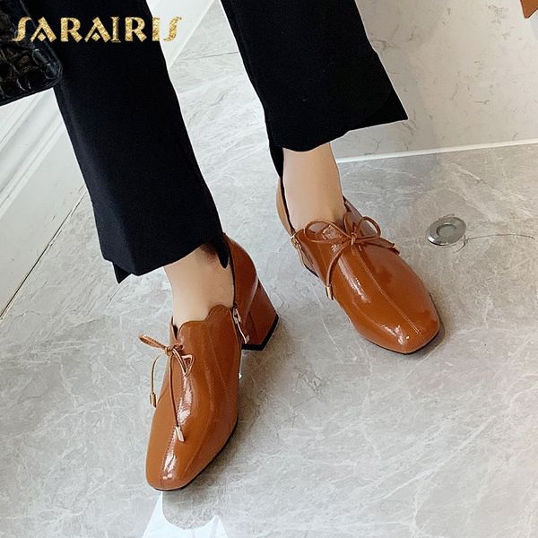 

sarairis new arrivals chunky heels concise shoes woman pumps female zip up spring/autumn office&career pumps women shoes, Black